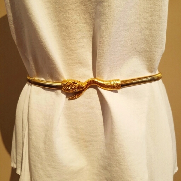 Vintage Snake Goldtone Stretch Belt - Picture 4 of 10